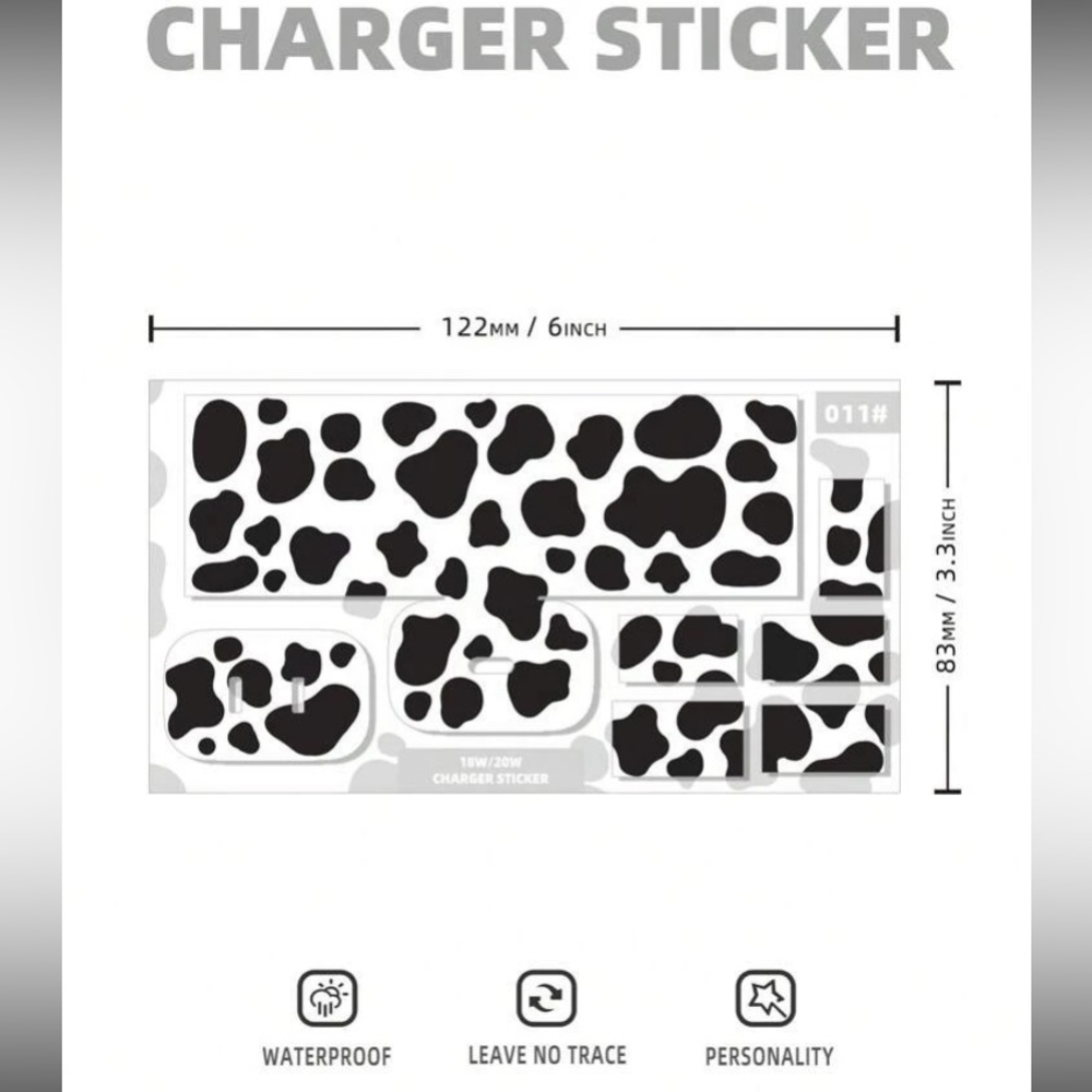 Cow Pattern Data Cable & Charger Head Sticker - Picture 5 of 8